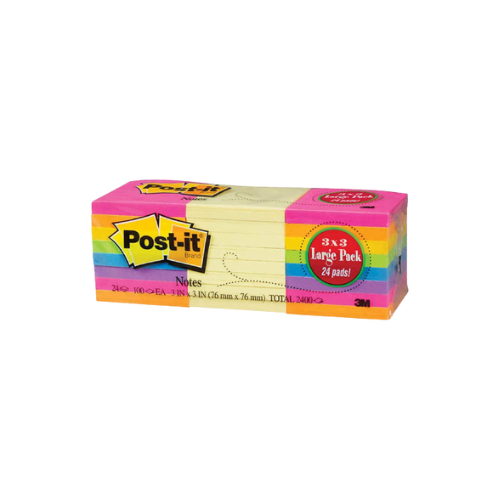 3M POST IT NOTES PRIKLIJUOJAMI LAPELIAI 76 MM X 76 MM 24X100 VNT.