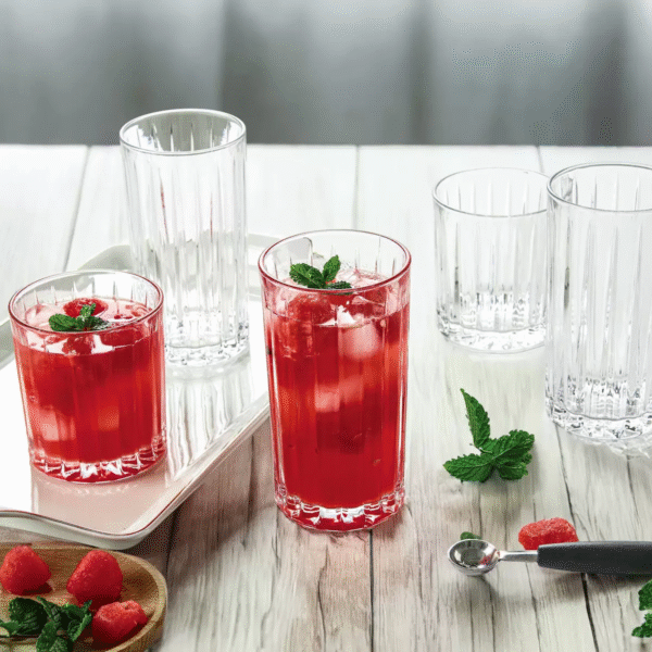 Stiklinių rinkinys, aukštos ir žemos stiklinės