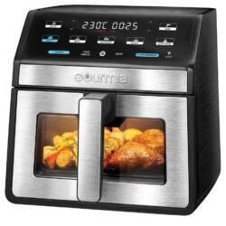 Naudota | Gourmia 7.6L Oro gruzdintuvė GAF818 Ypač didelė 7,6 l talpa 7 iš anksto nustatytos funkcijos, įskaitant džiovinimą Gamina iki 230 °C Papildomas išankstinis pašildymas ir maisto apvertimo priminimas Prekė naudota. Būklė labai gera.