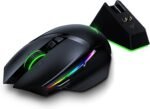 RAZER HYPERSPEED WIRELESS 11 PROGRAMMABLE BUTTONS 14 CUSTOMIZABLE RAZER CHROMA™ LIGHTING ZONES CUSTOMIZABLE SCROLL WHEEL RESISTANCE UP TO 100 HOURS OF BATTERY LIFE Komplekte: Pelė, USB flash belaidžiui pelės pajungimui, laidas, pakrovimo stotelė.
