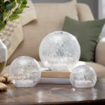 24 „Total Micro“ LED lemputės rankomis pūstas stiklas laiko funkcija: 6 valandos įjungtos / 18 valandų išjungtos skaidrus, skilusio stiklo stiliaus paviršius