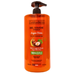 Orange Evoluderm Argan Divin creamy shower gel bottle with pump