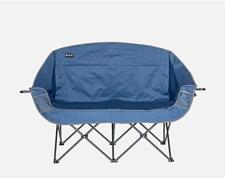 51DqVz+g1YL_AC_SX450_ - Radau Viska Blue foldable camping sofa with a metal X-frame, viewed from the back with armrests on either side.