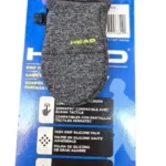 Gray textured running glove with a high-grip silicone palm, HEAD brand, placed against blue product packaging.